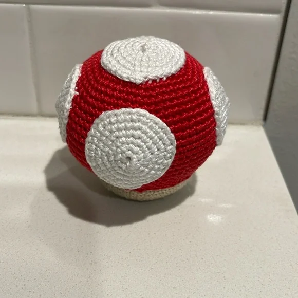Handcrafted Mario Super Mushroom Figure Holiday Decor Amigurui Crochet Toy - Picture 7 of 8